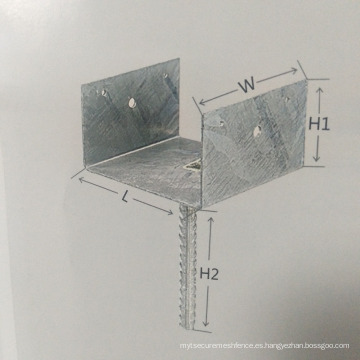 Anclaje de poste de tierra galvanizado tipo L